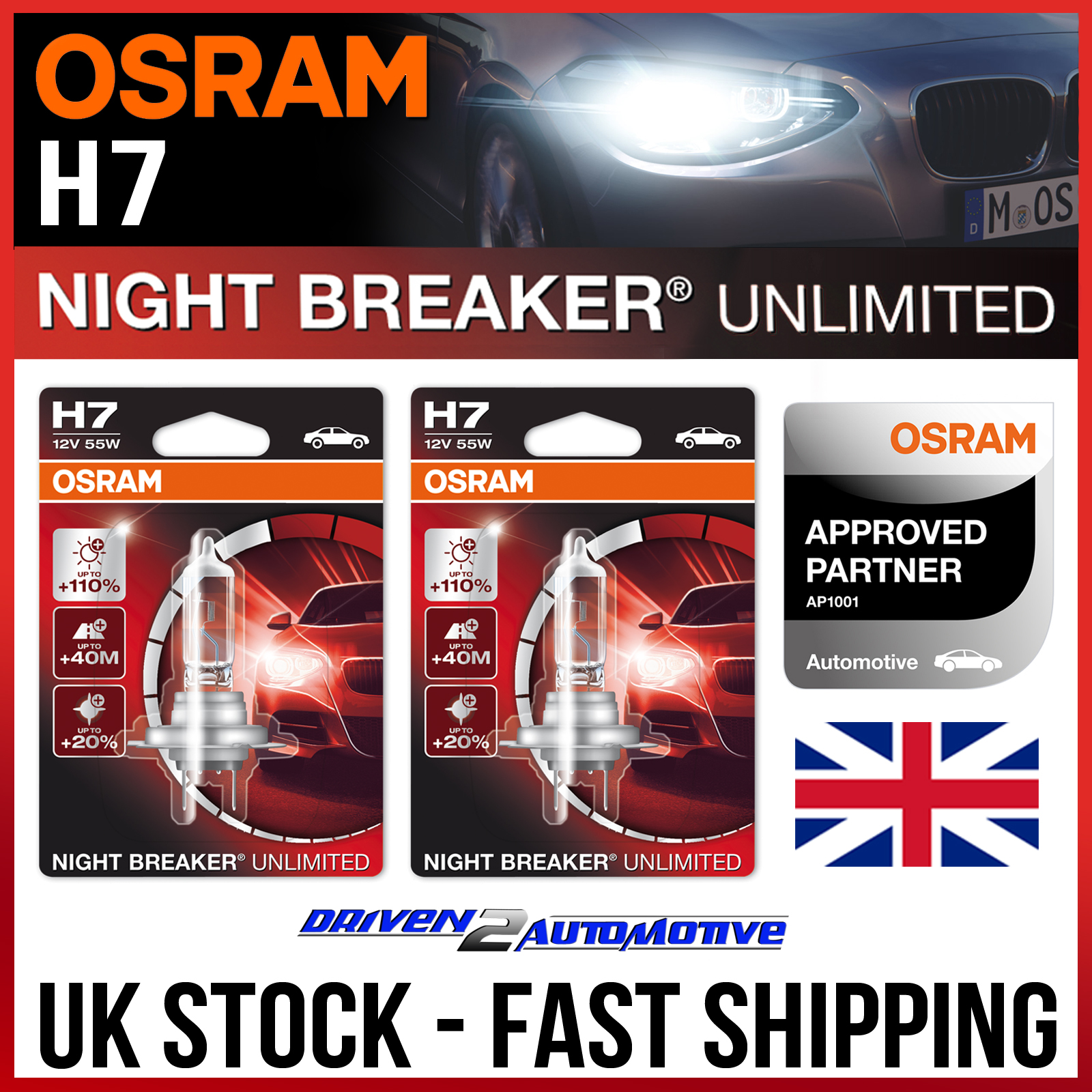 1.4 10.10 2x OSRAM H7 NIGHT BREAKER BULBS FOR OPEL ASTRA Sports Tourer J